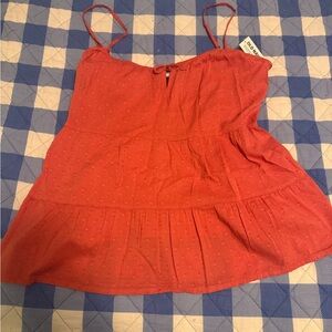 Old Navy Women's Orange Swiss Dot Spaghetti Strap Top NWT